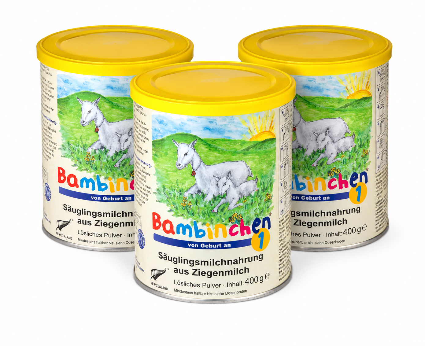 德国原装 Bambinchen 1段羊奶粉 新生儿婴儿配方奶粉 400克 x 3罐 全脂羊奶，DHA和ARA | 德国制造