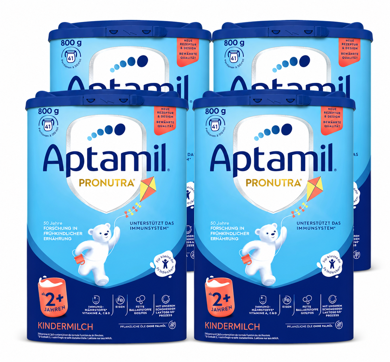 Aptamil® Kindermilch Pronutra 2+ 3200 g | Family Value Pack | 4 × 800 g | Toddler Milk Drink from 2 Years | Vitamins A, C & D | Palm Oil Free | Made in Germany