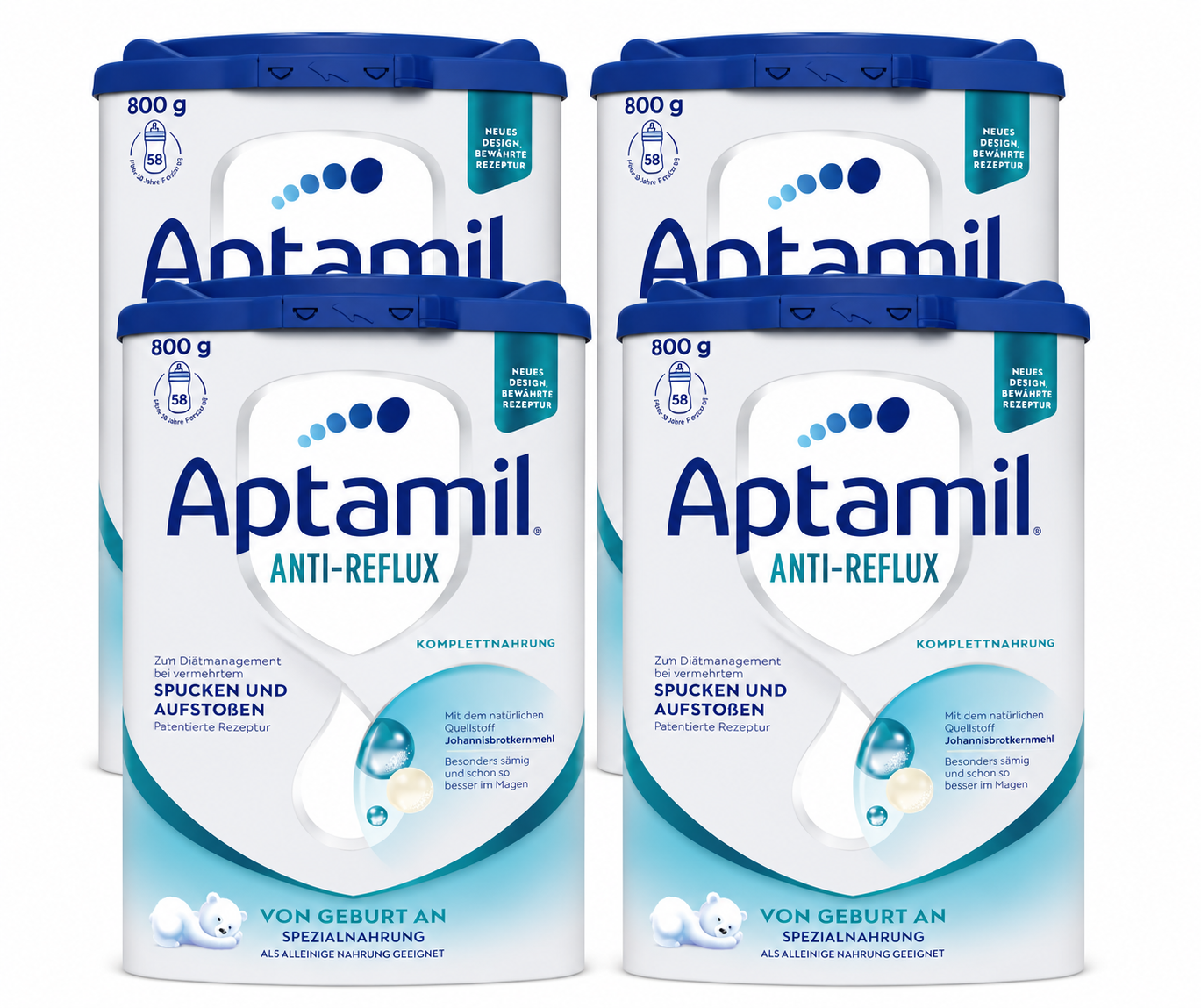 Aptamil® Anti-Reflux (AR) Infant Formula 3200 g | Family Value Pack 4 × 800 g | From Birth | For Frequent Spitting & Reflux | Thickened Formula | Made in Germany