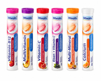 Mivolis Effervescent Tablets Variety Pack 120 Tablets | 6 Different Formulas × 20 Tablets | Calcium, Vitamin C, Vitamin B12, Iron+C, Multi Mineral & Multivitamin | Made in Germany