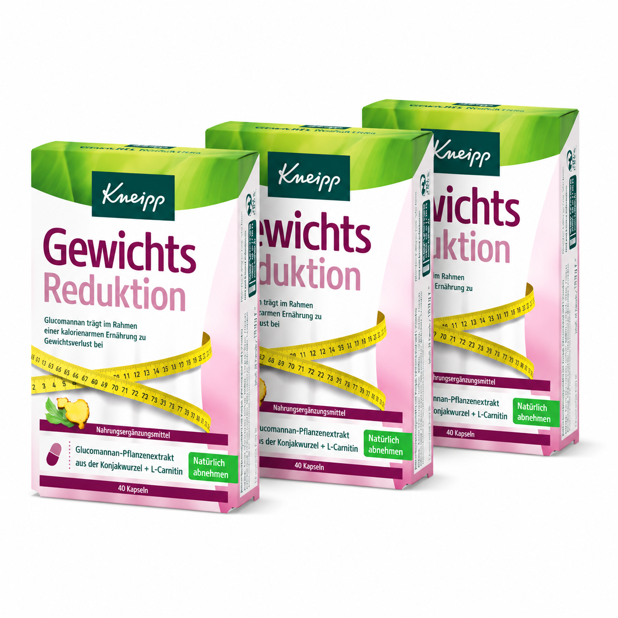 Kneipp Weight Reduction Capsules 120 Capsules Triple Pack | 3 × 40 Capsules | Konjac Glucomannan & L-Carnitine | Satiety & Weight Management Support | Made in Germany | PZN 09321622