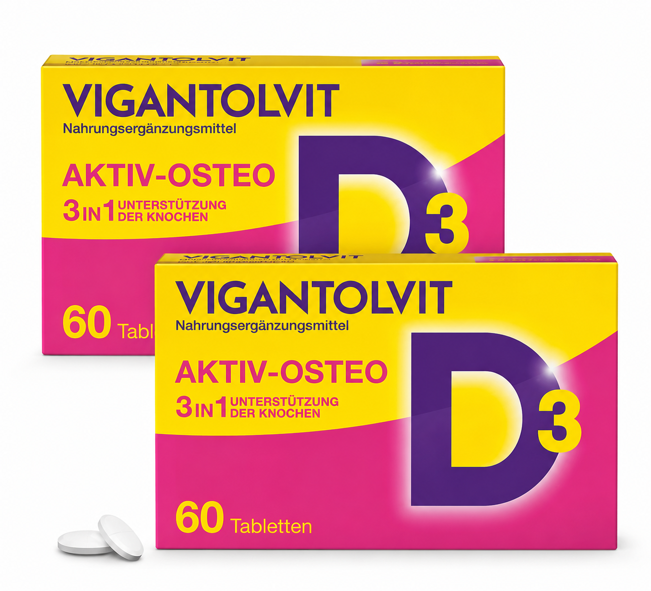 Vigantolvit Vitamin D3 + K2 + Calcium 120 Tablets Double Pack | 2 × 60 Tablets | Bone, Muscle & Immune Support | Made in Germany | PZN 14371728