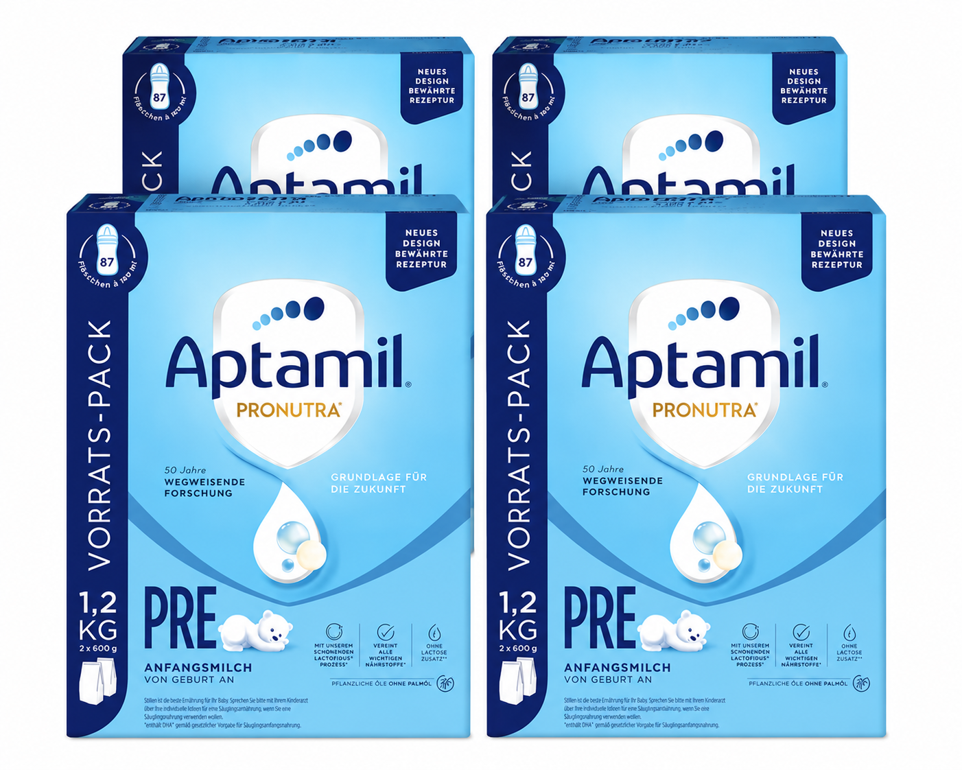Aptamil PRE Infant Formula 4800g  | 4 Pack 4 × 1.2 kg | From Birth | Palm Oil Free | Lactose Only | Made in Germany