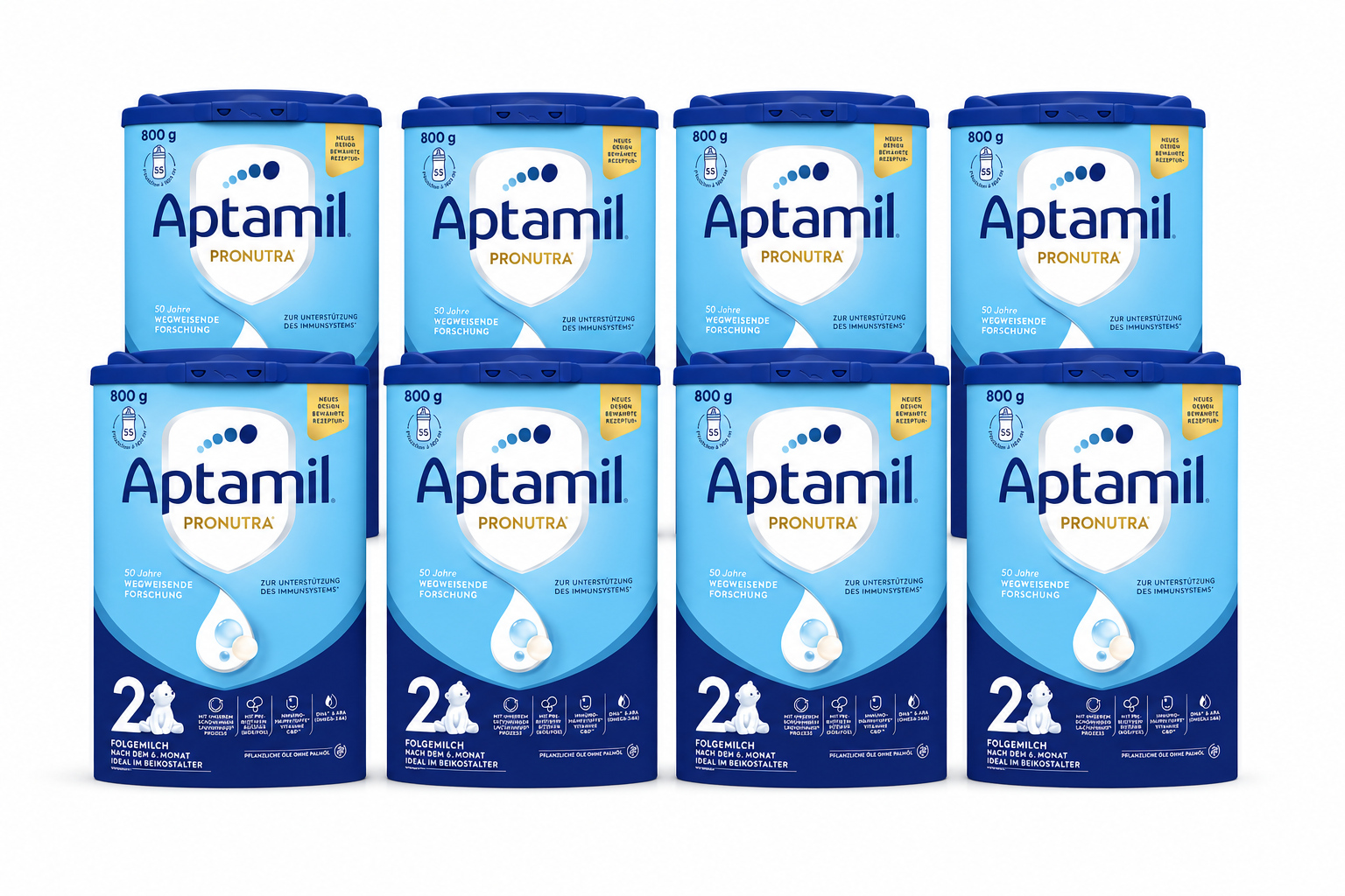 Aptamil Pronutra 2 Follow-On Formula Bulk Value Pack 6400g 8 × 800 g | From 6 Months | GOS/FOS, DHA & ARA | Palm Oil Free | Made in Germany