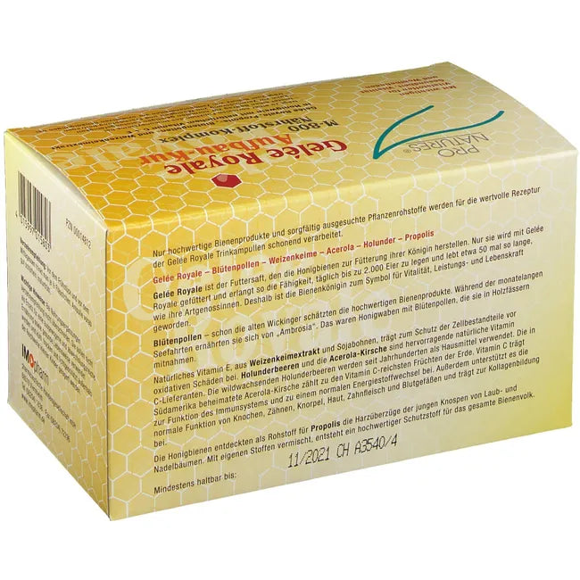 Gelee Royal Aufbaukur M800 | 800 mg Royal Jelly + Bee Pollen, Propolis & Vitamins C + E | 14 Drinking Ampoules | PZN 00014812