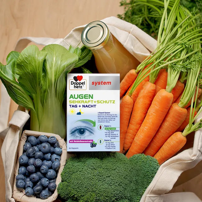 Doppelherz system Augen Sehkraft + Schutz | Lutein 20 mg + Zeaxanthin + DHA & Bilberry | 120 Capsules | PZN 00148783
