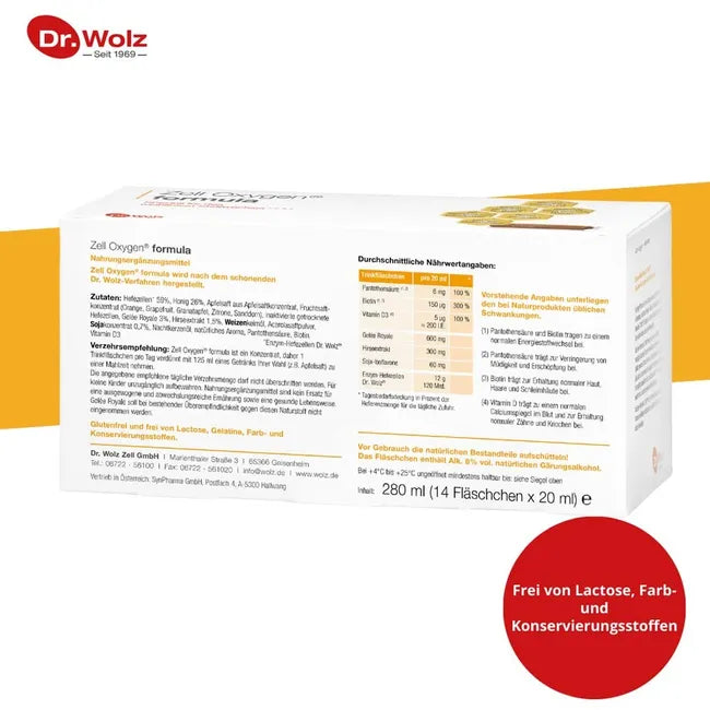Dr. Wolz Zell Oxygen Formula | Women's Wellness Formula | Enzyme Yeast Cells, Royal Jelly & Millet Extract | With Biotin & Vitamin D3 | 14 Drinking Ampoules | PZN 00275659