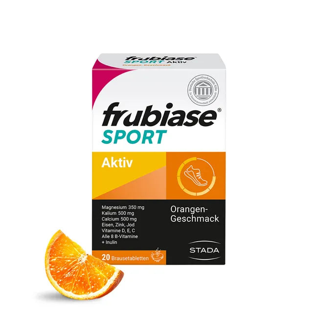 frubiase SPORT Orange 20 Effervescent Tablets | Sports Electrolyte & Multivitamin Effervescent Tablets | Magnesium, Calcium, Potassium & Vitamin C | Orange Flavor | PZN 00737396