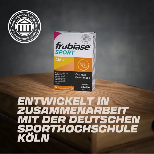 frubiase SPORT Orange 20 Effervescent Tablets | Sports Electrolyte & Multivitamin Effervescent Tablets | Magnesium, Calcium, Potassium & Vitamin C | Orange Flavor | PZN 00737396