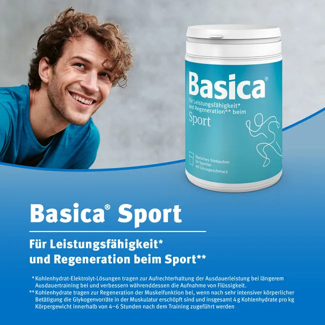 Basica Sport Powder 660g | Alkaline Electrolyte & Carbohydrate Drink | Magnesium, Potassium, Calcium, Vitamin C & B2 | Citrus Flavor | PZN 00937215