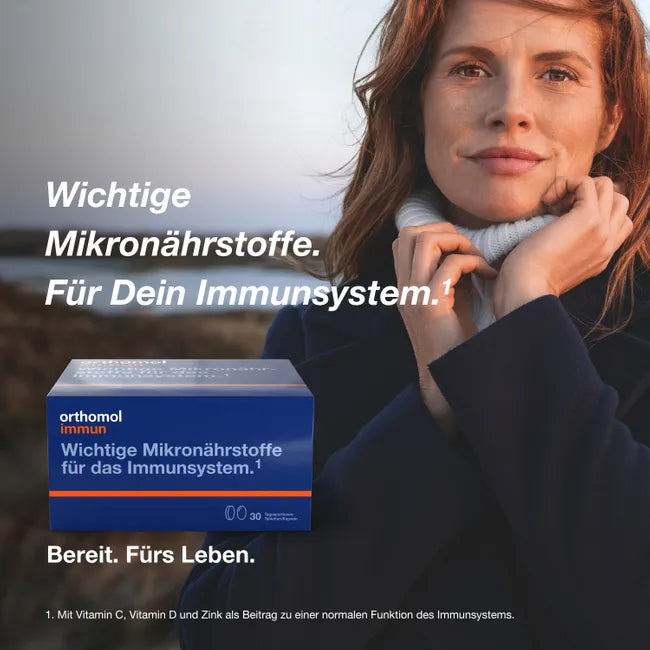 Orthomol Immun | Immune Support with Vitamin C, D & Zinc | Tablets & Capsules | 30 Daily Sachets | PZN 01319933