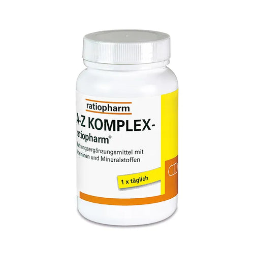 A-Z Complex ratiopharm 100 Tablets Multivitamin & Minerals All-in-One Daily Nutrient Support A to Z Formula PZN 01433391