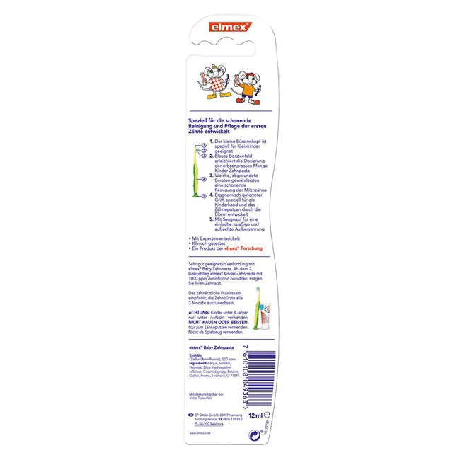 elmex Baby Oral Care Set 0–2 Years | 3× Baby Toothpaste 50 ml + Learning Toothbrush | First Milk Teeth | PZN 16783375 + 01561249