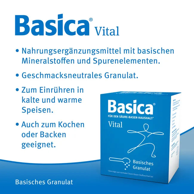 Basica Vital 800g | Alkaline Mineral Granules | Calcium, Magnesium, Potassium & Zinc | Acid-Base Balance Support | PZN 01865127