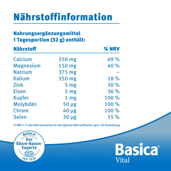 Basica Vital 800g | Alkaline Mineral Granules | Calcium, Magnesium, Potassium & Zinc | Acid-Base Balance Support | PZN 01865127