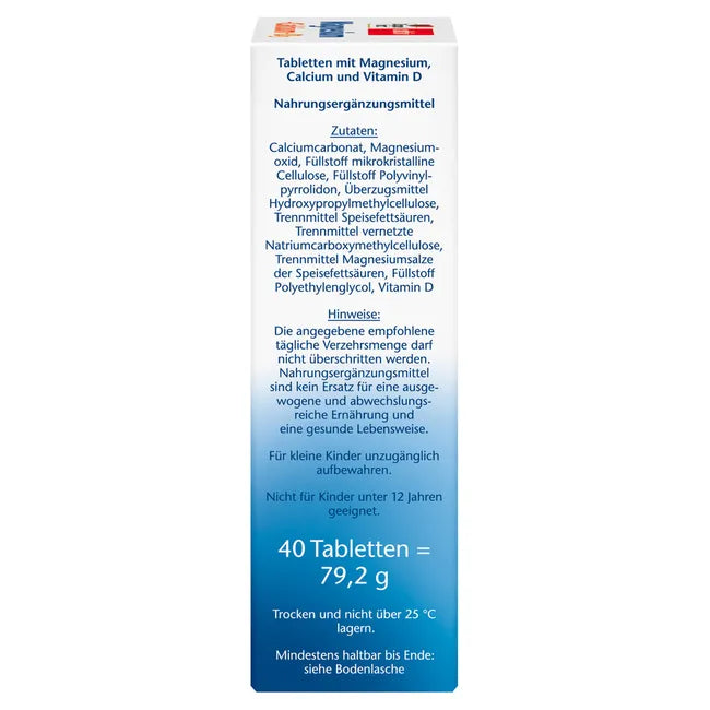 Doppelherz® aktiv Magnesium + Calcium + D3 | 250 mg Magnesium + 450 mg Calcium for Muscles & Bones | 40 Tablets | PZN 01922316