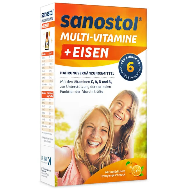 Sanostol Plus Iron | Kids Liquid Multivitamin with Iron + Vitamins A, C, D, E & B Vitamins | 460 ml | PZN 02171846