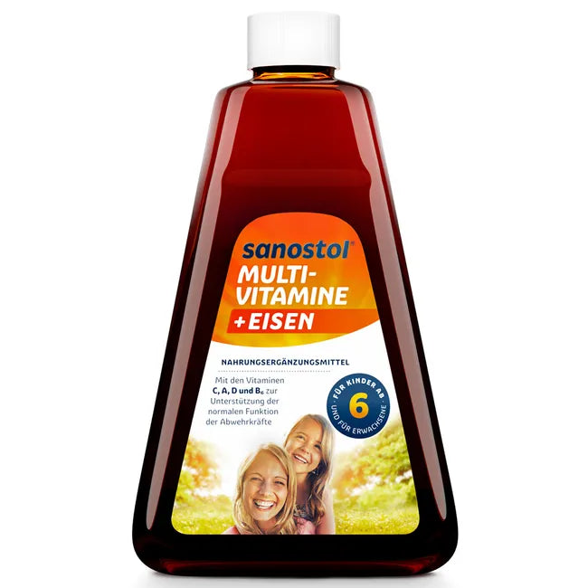 Sanostol Plus Iron | Kids Liquid Multivitamin with Iron + Vitamins A, C, D, E & B Vitamins | 460 ml | PZN 02171846