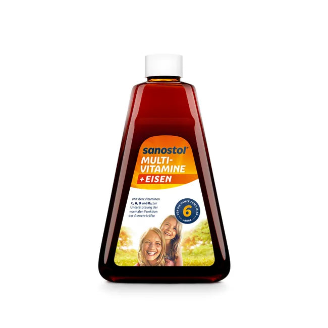 Sanostol Plus Iron | Kids Liquid Multivitamin with Iron + Vitamins A, C, D, E & B Vitamins | 230 ml | PZN 02471005