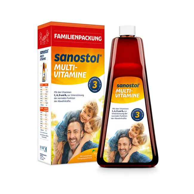 Sanostol Multi-Vitamine | Kids Liquid Multivitamin with Vitamins A, C, D, E & B Vitamins | Orange Flavour | 780 ml | PZN 02471057