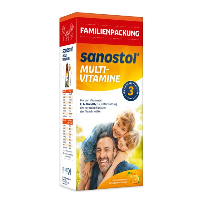 Sanostol Multi-Vitamine | Kids Liquid Multivitamin with Vitamins A, C, D, E & B Vitamins | Orange Flavour | 780 ml | PZN 02471057