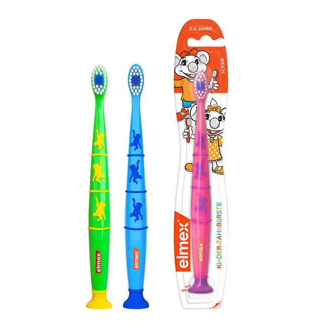 elmex Kids Oral Care Bundle | 3× Junior Toothpaste 75 ml + 3× Soft Kids Toothbrushes | 6-Piece Set | PZN 04878633 + 02735823