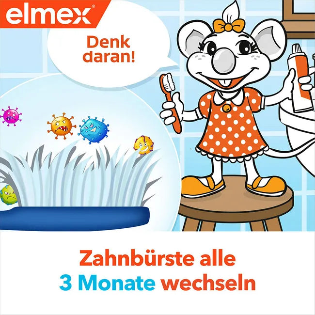 elmex Kids Oral Care Bundle | 3× Junior Toothpaste 75 ml + 3× Soft Kids Toothbrushes | 6-Piece Set | PZN 04878633 + 02735823