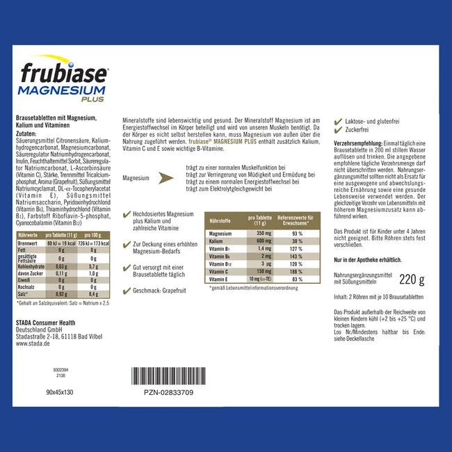 Frubiase 镁加泡腾片，20 片 PZN 02833709