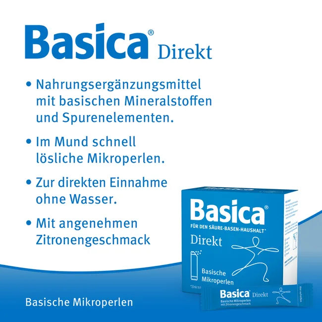 Basica Direkt Double Pack 2 × 30 Sticks | Acid-Base Balance | Magnesium, Calcium, Zinc & Trace Elements | Lemon-Flavored Microgranules | PZN 03216769