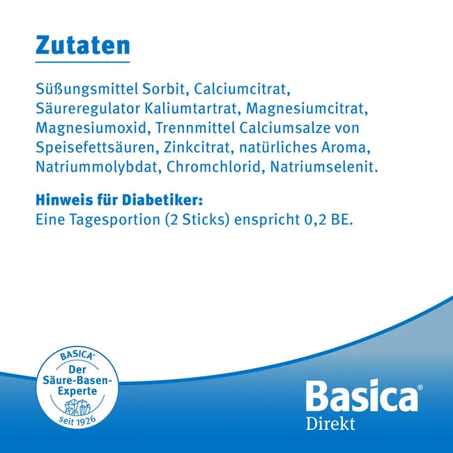 Basica Direkt Double Pack 2 × 30 Sticks | Acid-Base Balance | Magnesium, Calcium, Zinc & Trace Elements | Lemon-Flavored Microgranules | PZN 03216769