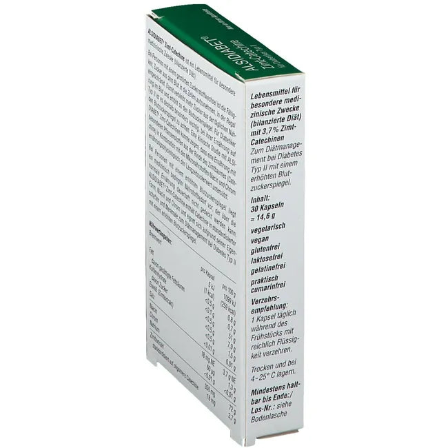 ALSIDIABET Cinnamon Catechins for Type 2 Diabetes 30 Capsules | Standardized Cinnamon Extract, Chromium & Niacin | Blood Glucose Nutritional Management | PZN 03896675