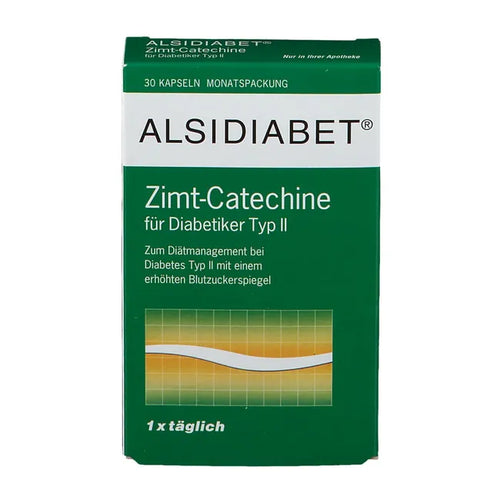 ALSIDIABET Cinnamon Catechins for Type 2 Diabetes 30 Capsules | Standardized Cinnamon Extract, Chromium & Niacin | Blood Glucose Nutritional Management | PZN 03896675