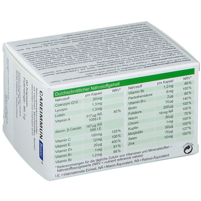 CAREIMMUN Basic® | Daily Multivitamin with CoQ10, Vitamins, Magnesium, Zinc, Selenium, Lutein & Lycopene | 90 Capsules | PZN 04472428