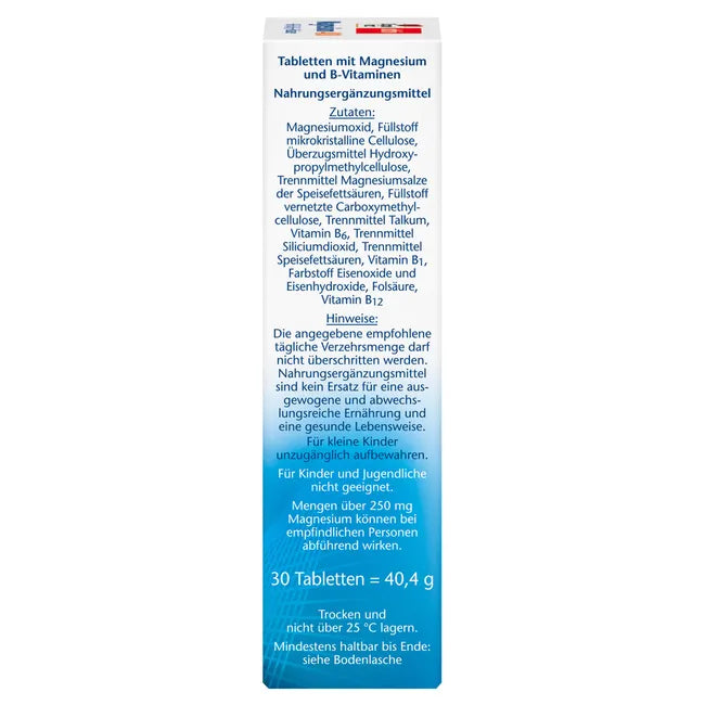 Doppelherz® aktiv Magnesium 400 + B1, B6, B12 & Folic Acid | Muscles, Nerves & Energy | 30 Tablets | PZN 04494507