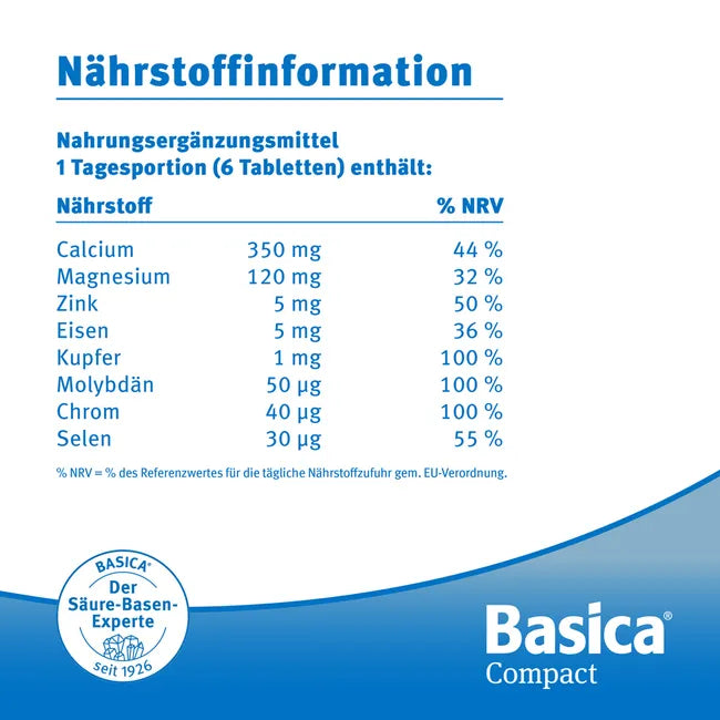 Basica Compact Tablets 360 Tablets | Acid-Base Balance Support with Essential Minerals & Trace Elements | PZN 04787669