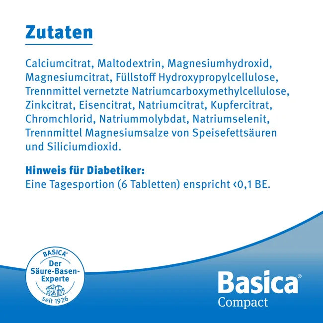 Basica Compact Tablets 360 Tablets | Acid-Base Balance Support with Essential Minerals & Trace Elements | PZN 04787669