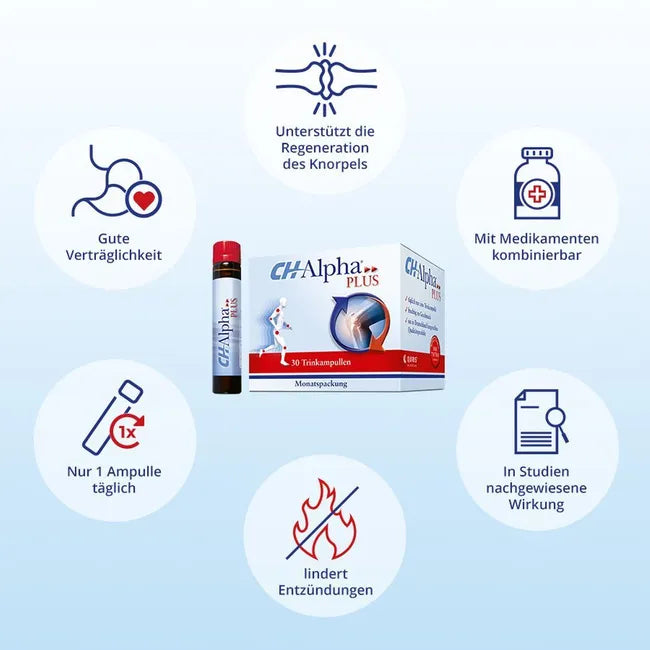 CH-Alpha PLUS 5,000 mg Collagen Peptides + Rose Hip Extract & Vitamin C | Joint & Cartilage Support | 30 Ready-to-Drink Ampoules | PZN 05005597