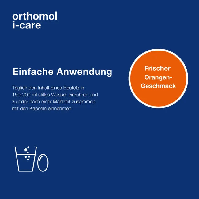Orthomol i-CAre | Micronutrients with Omega-3, Ginger, Turmeric, Green Tea & OPC | 30 Daily Portions | PZN 05382064