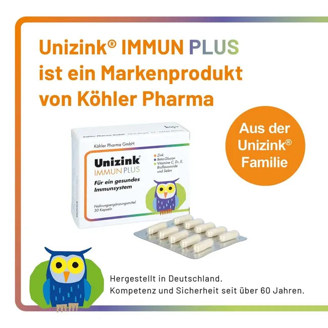 Unizink 免疫力胶囊 30 粒 加强型 PZN 05489313 复合维生素矿物质