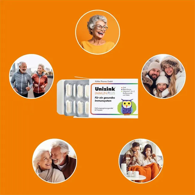 Vitazell Omega + Unizink Immun Plus | Vegan Omega-3 & Daily Immune Support Bundle | EPA, DHA, Zinc, Vitamin C, D & Selenium | 120 PZN 11335407 + 60 Capsules PZN 05489336