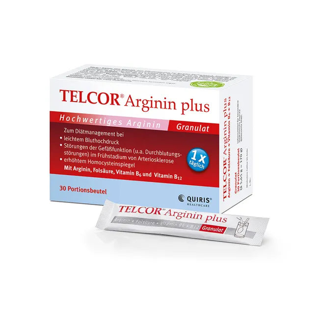 Telcor Arginine Plus Granules 30 Sachets | L-Arginine with Vitamins B6, B12 & Folic Acid | PZN 05520750