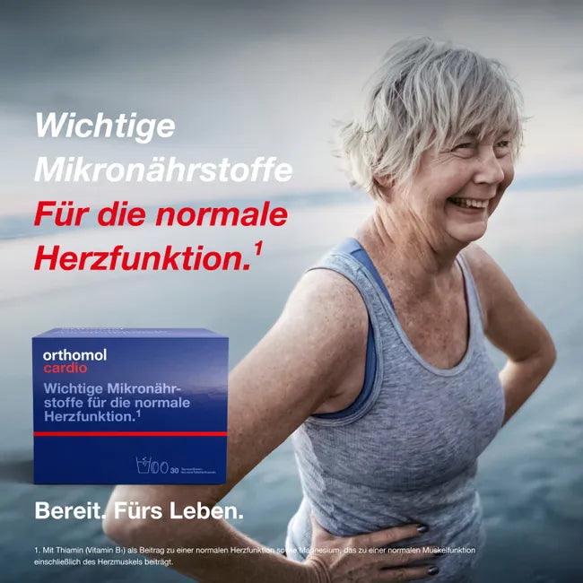 Orthomol Cardio | Heart Function with Omega-3, Magnesium, CoQ10 & L-Carnitine | 30 Daily Portions | PZN 05919239