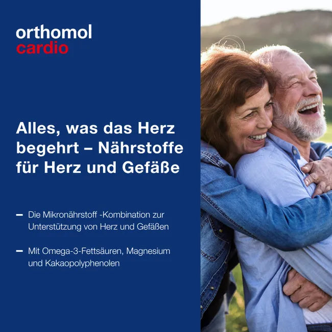 Orthomol Cardio | Heart Function with Omega-3, Magnesium, CoQ10 & L-Carnitine | 30 Daily Portions | PZN 05919239