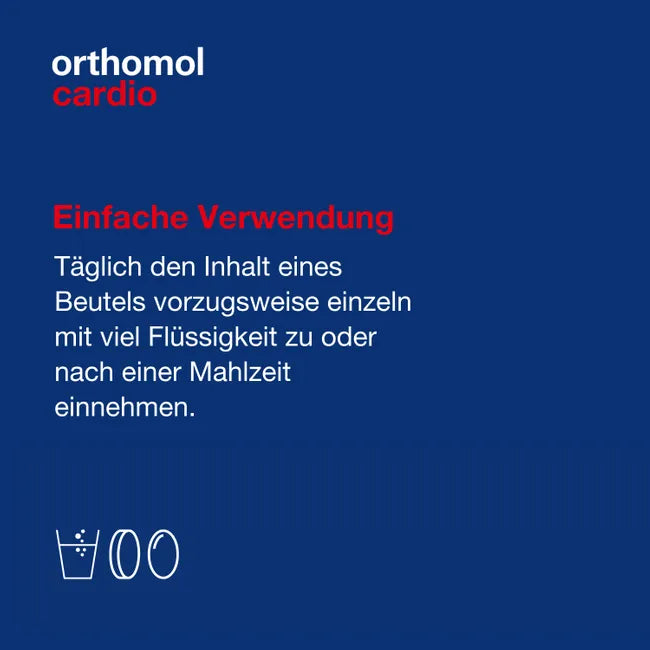 Orthomol Cardio | Heart Function with Omega-3, Magnesium, CoQ10 & L-Carnitine | 30 Daily Portions | PZN 05919239