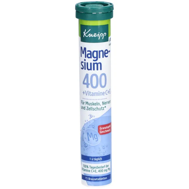 Kneipp Magnesium 400 + Vitamins C & E | Muscle, Nerve & Cell Protection Support | 4 × 15 Effervescent Tablets | 60 Tablets | PZN 06089449