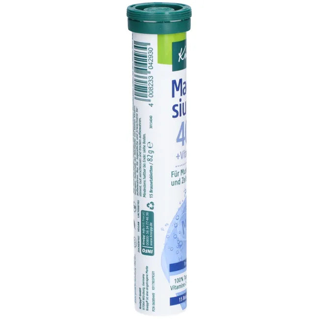 Kneipp Magnesium 400 + Vitamins C & E | Muscle, Nerve & Cell Protection Support | 4 × 15 Effervescent Tablets | 60 Tablets | PZN 06089449