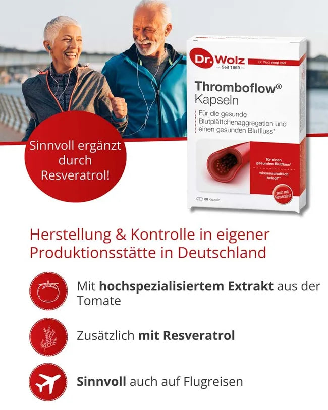 Thromboflow Dr. Wolz 60 Capsules | WSTC Tomato Extract & Resveratrol | Healthy Blood Flow Support | Vegan 60 pcs PZN 07125710