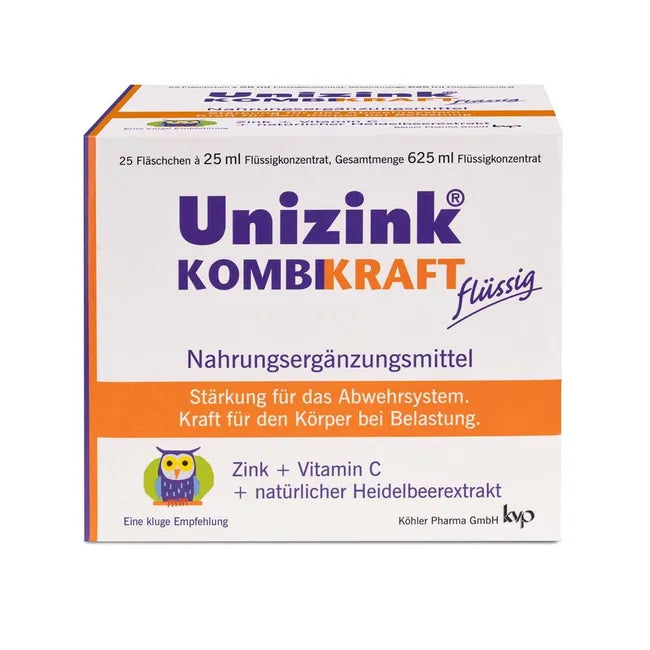 Unizink KOMBIKRAFT Immune Support Drink 25 × 25 ml Drinking Vials | Zinc, Vitamin C & Blueberry Extract | PZN 07146623