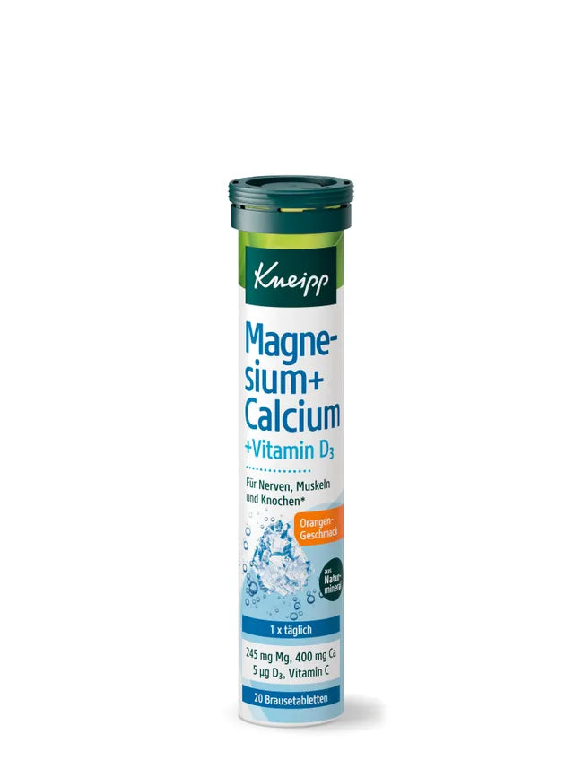 Kneipp Magnesium + Calcium + Vitamin D3 | Muscle, Nerve & Bone Support | 4 × 20 Effervescent Tablets | 80 Tablets | PZN 07243987