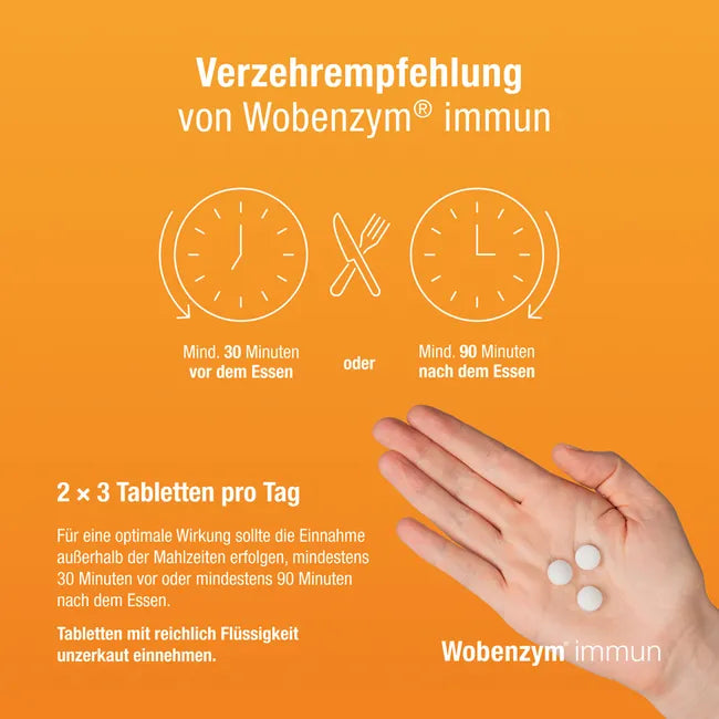 Wobenzym Immun Gastro-Resistant Tablets 240 Count | Beta-Glucans, Bromelain, Papain, Vitamins C, D & E | Zinc & Selenium | Immune System Support | Made in Germany | PZN 07368648
